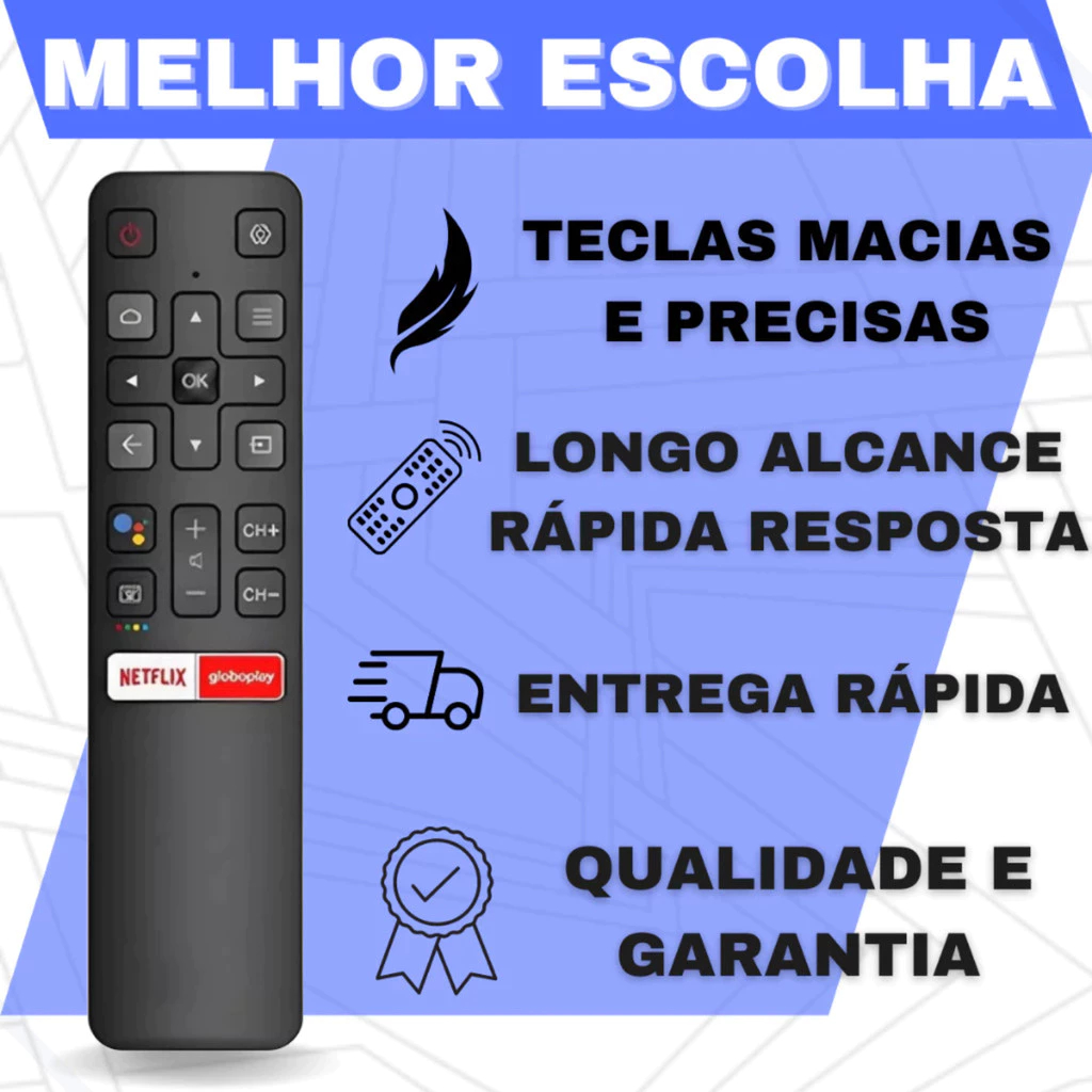 Kit 10 peças de Controle Remoto Compatível com TCL Smart Netflix GloboPlay — imagem 2 de 2