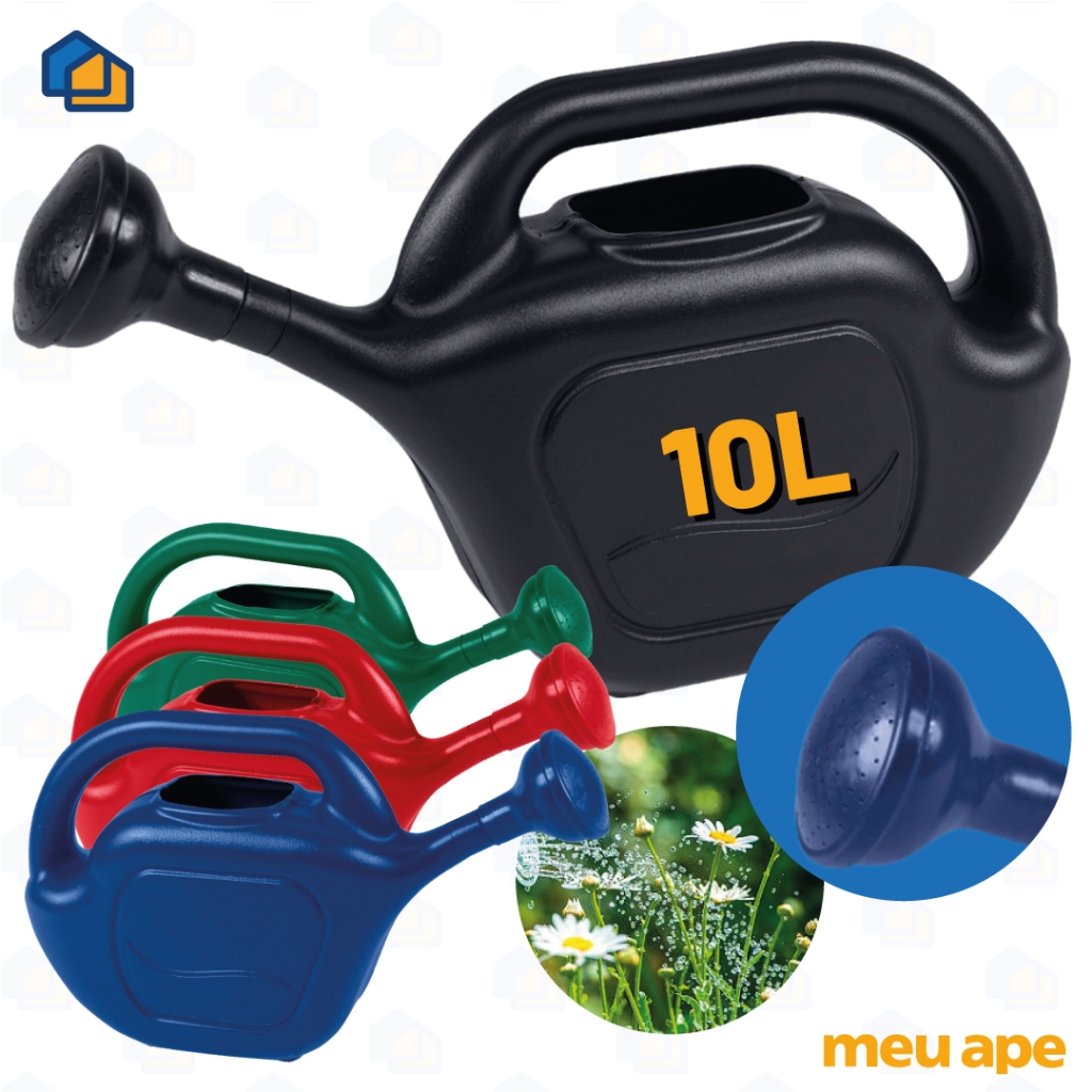 Regador Plástico Com Bico Chuveiro Removível Plantas Jardinagem Quintal Cores 10 Litros em Oferta na Shopee