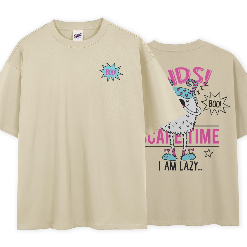 Camiseta Oversized Friends Boo Scare Time I Am lazy