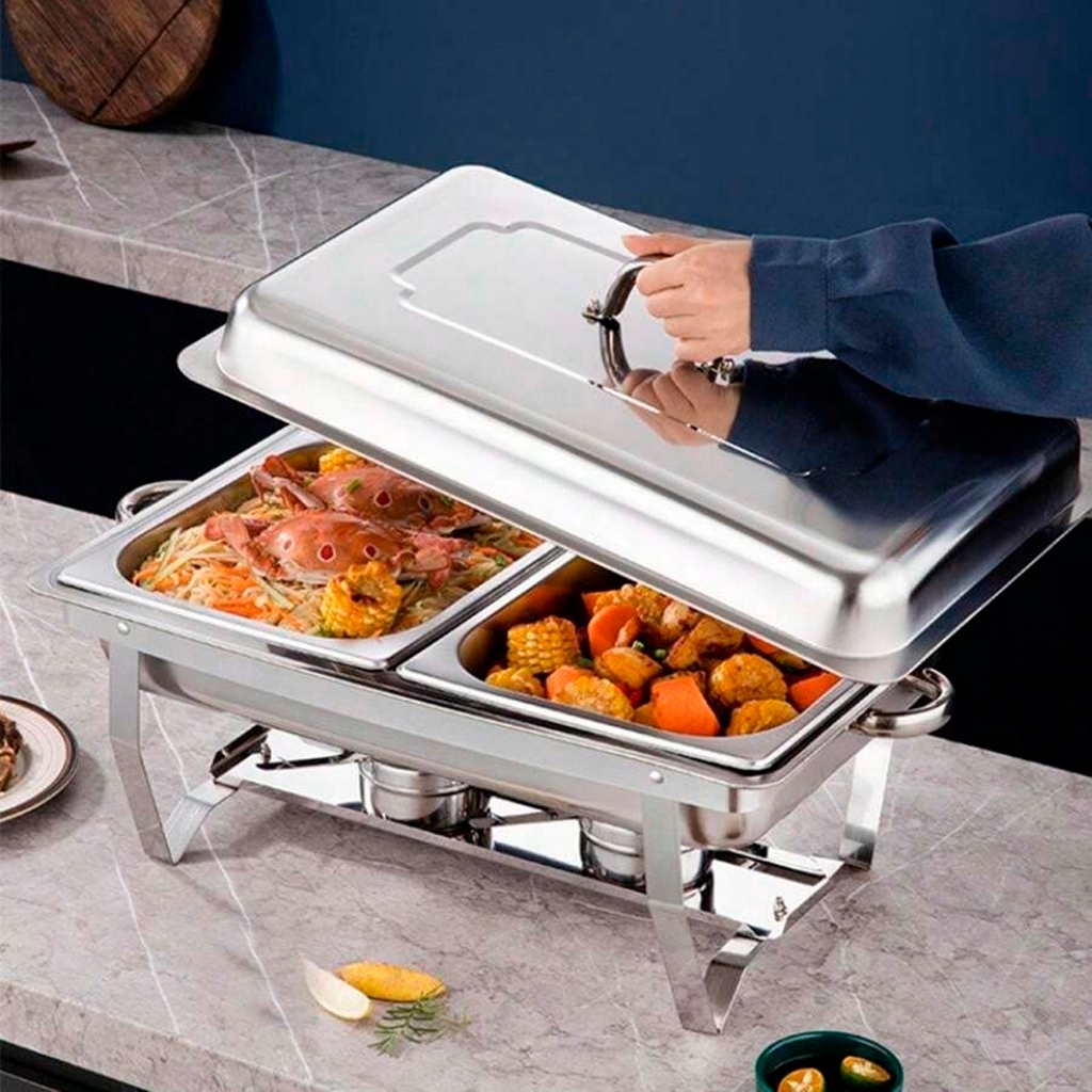 Rechaud Inox Buffet Banho Maria Aço Retangular Redondo Brinovar · foto 2