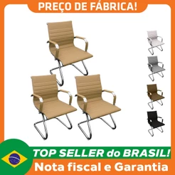 Kit 3 Cadeiras Presidente Esteirinha Baixa com base fixa
