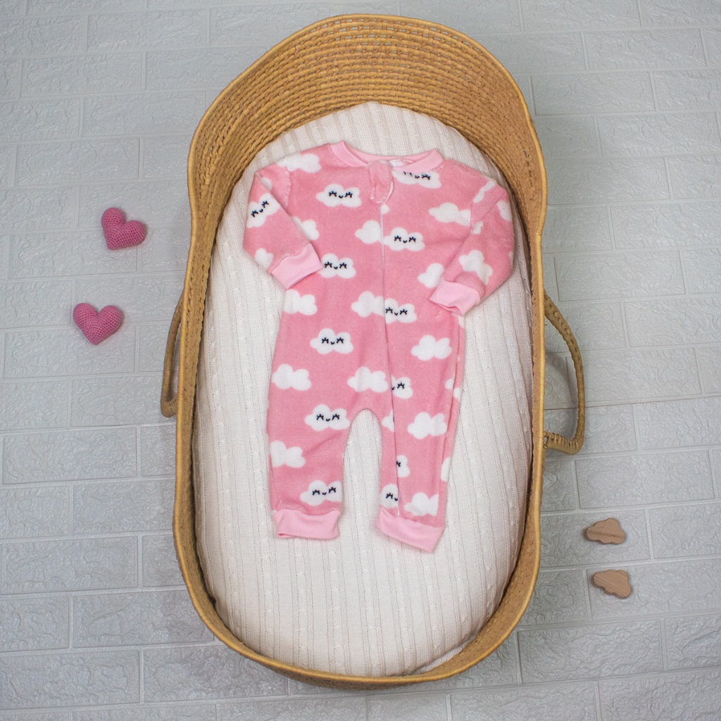 Macacão De Bebe Punho Em Malha Fechamento Em Zíper Para O Frio Do Inverno Pijama Tecido Soft Fleece