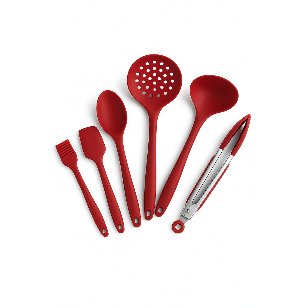 Kit 6 Peças Colheres De Silicone Utensílios Cozinha Espátula em Oferta na Shopee