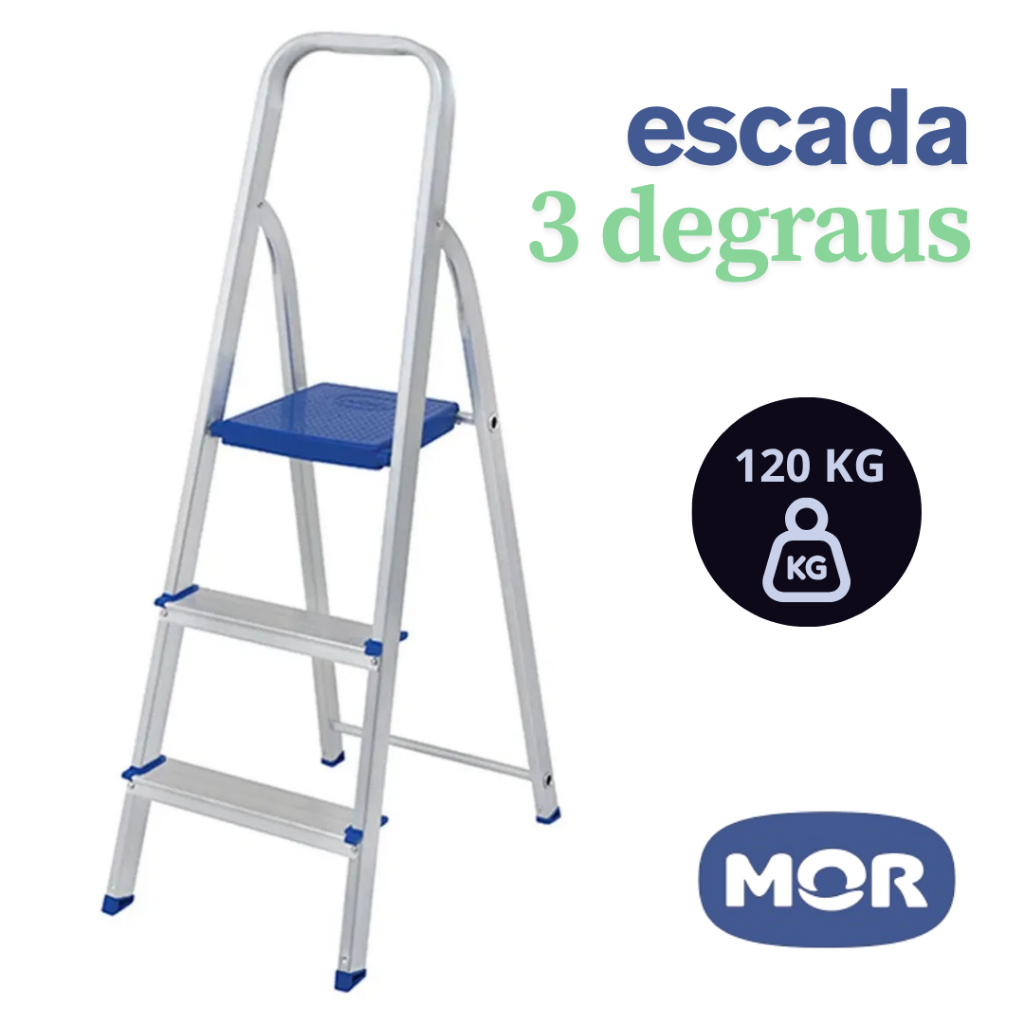 Escada 3 degraus alumínio doméstica leve e durável Mor - Home & Living