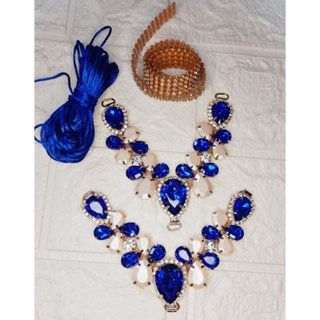 kit cabedal para chinelos  duo azul naval +acessórios em Oferta na Shopee