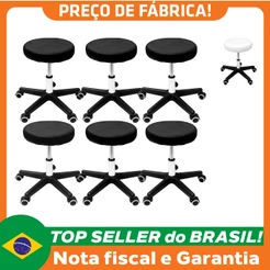 Kit 6 Cadeiras Mocho Giratória Sem Encosto Dentista Banqueta Manicure Estética Tatuador Trabalho
