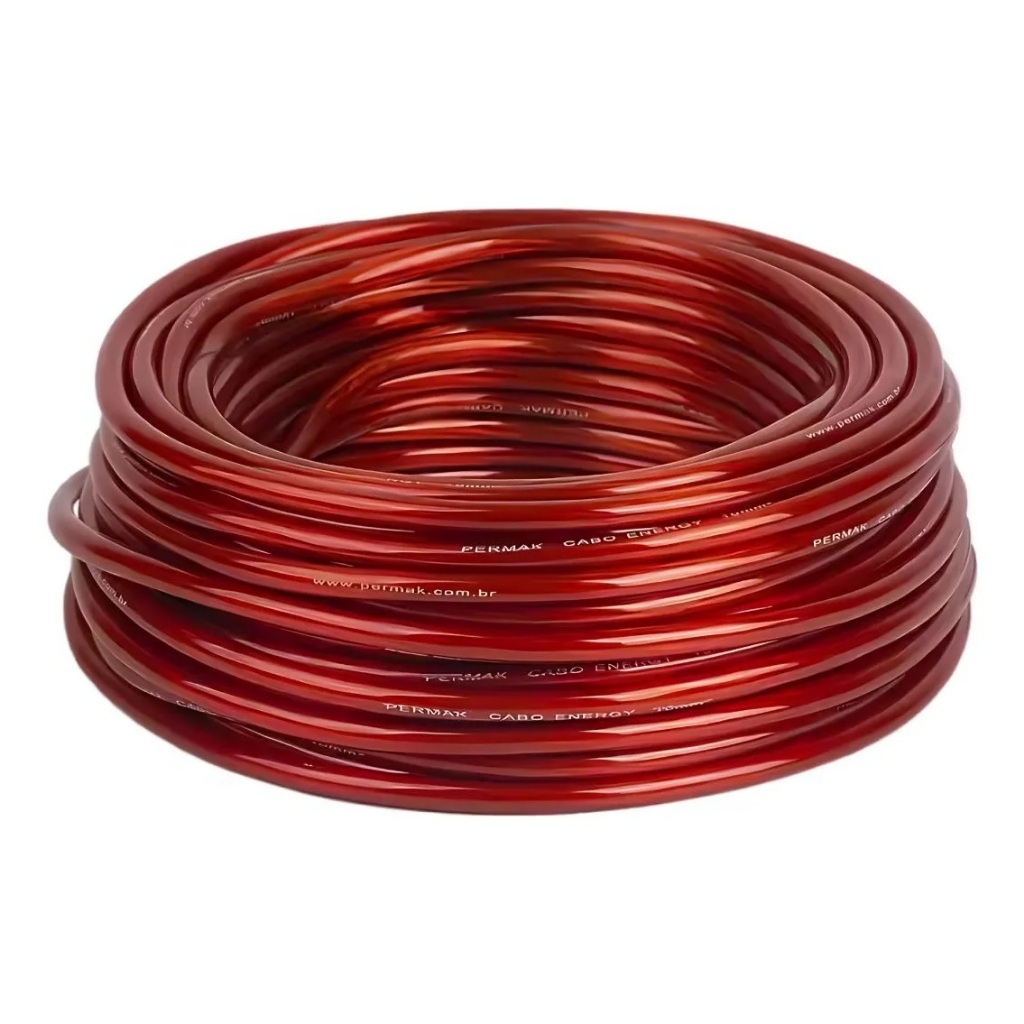 01 Metro Fio Cabo 10mm Permak 100% Cobre Som Automotivo