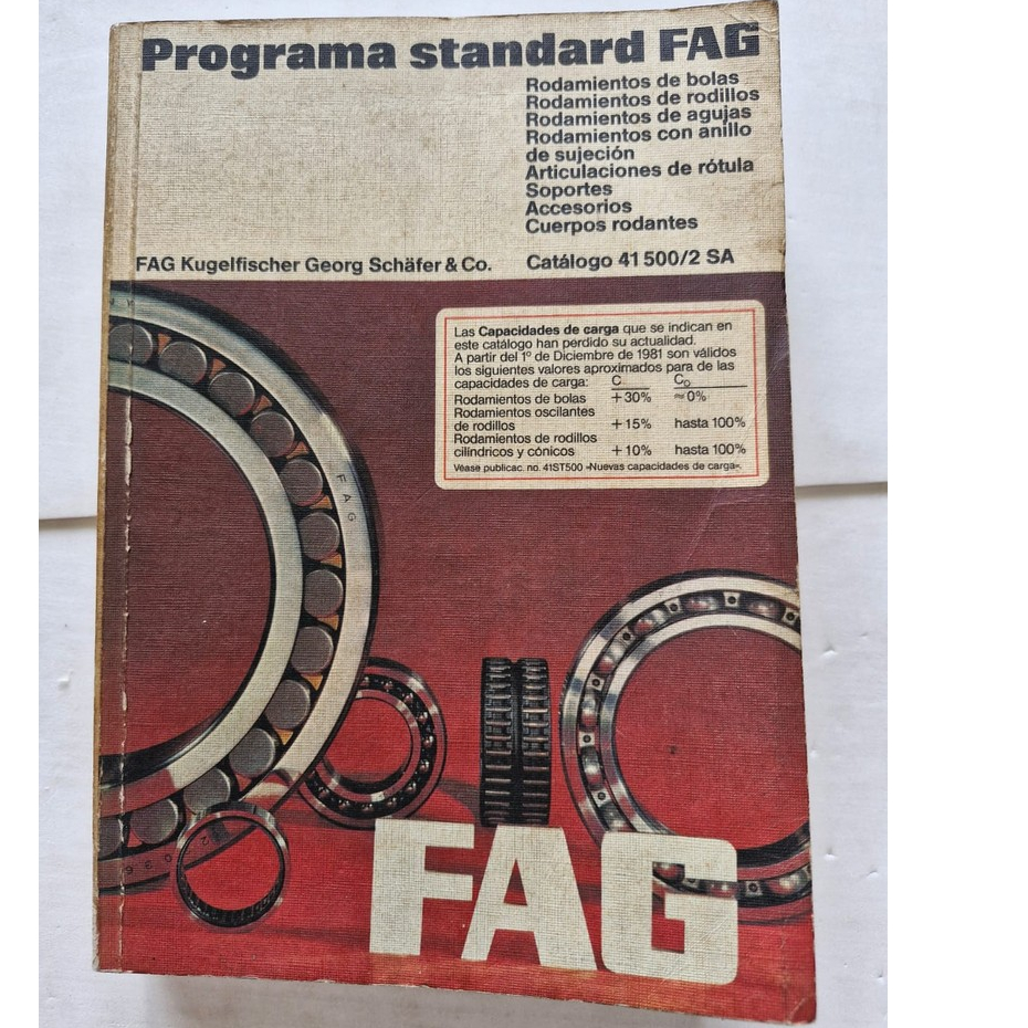 Livro, Livro, Catálogo 41 500/2 Sa, Programa Standard Fag, Kugelfischer Georg Schafer & Go Edição Espanhol