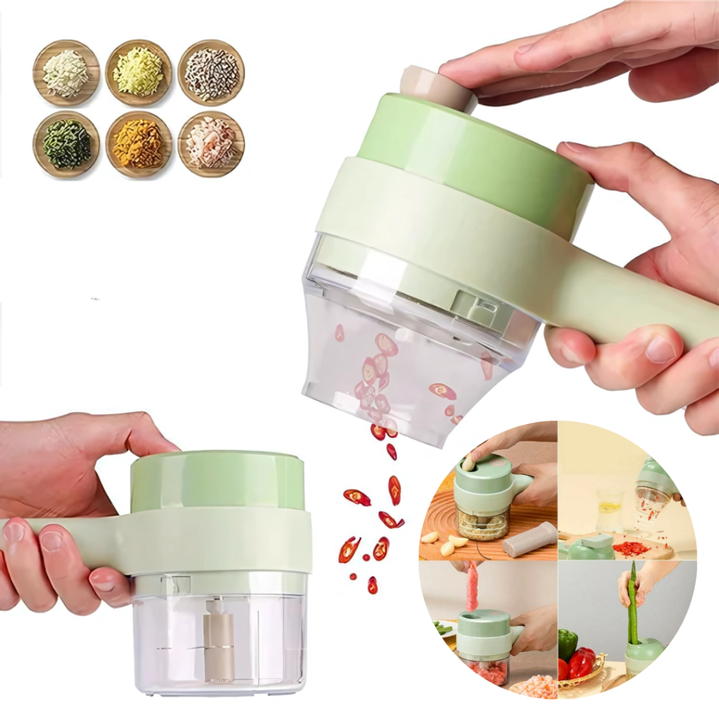Processador De Alimentos Elétrico Portátil Multifuncional P/ Vegetais e Carnes Aço Inoxidável USB