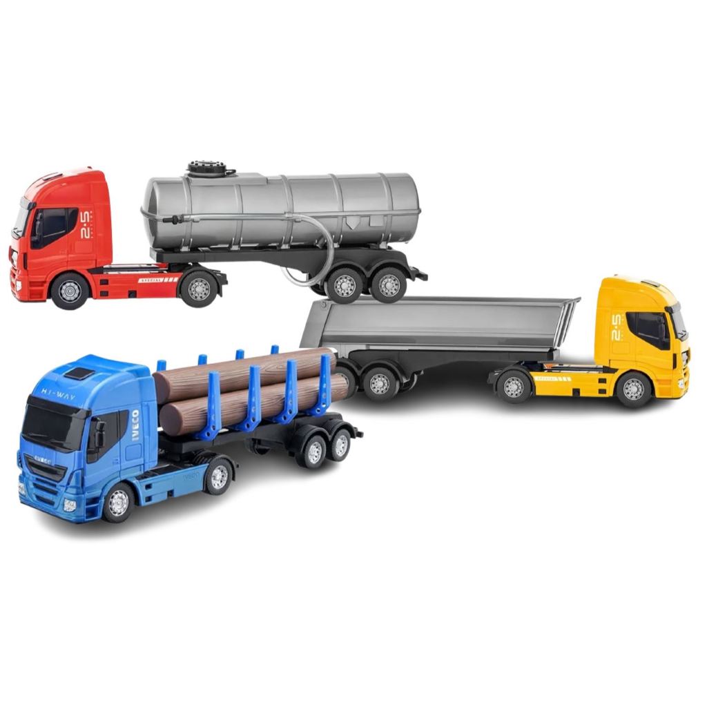 Caminhão Brinquedo Miniatura Truck Iveco 1/30 40cm Disponivel Nos Modelos Tanque Caçamba Toras Cores Sortidas