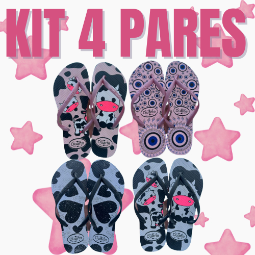 Kit 4 Pares de Chinelo Feminino Estampado Mais Vendidos