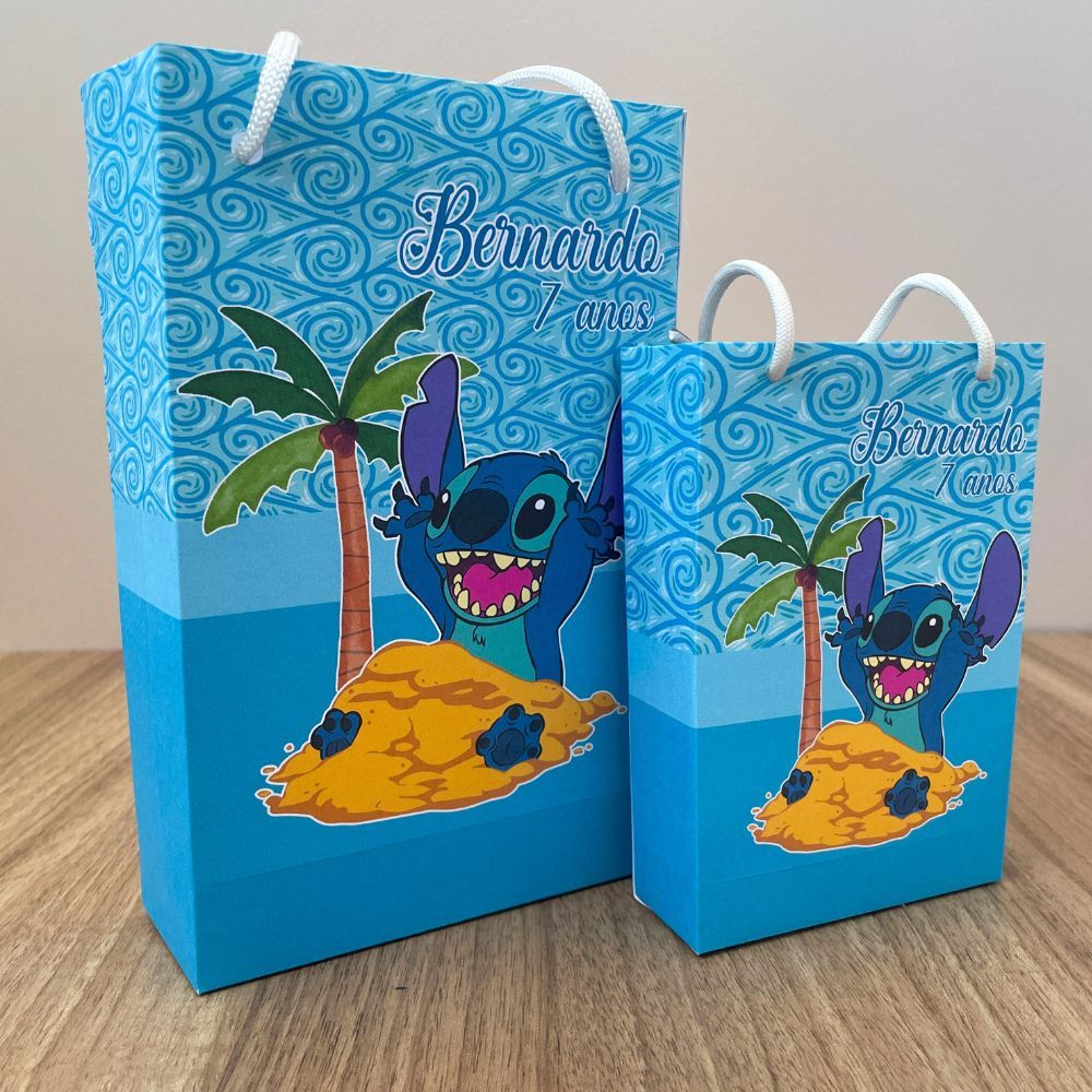 Sacolinha Personalizada Stitch (PEGUE E MONTE) - TAM P ou M, Stitch azul, sacola,lembrancinha,stitch