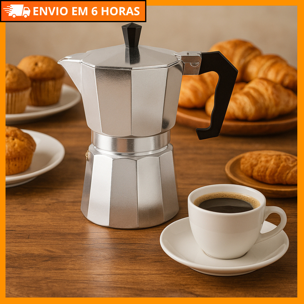 Cafeteira Italiana Moka Alumínio 3, 6, 9 e12 Xícaras – Café Forte e Aromático