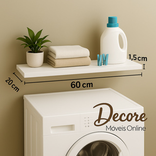 Prateleira Branca 60x20 cm em MDF, suporte invisível, Banheiro, Cozinha, Lavanderia e Escritório em Oferta na Shopee
