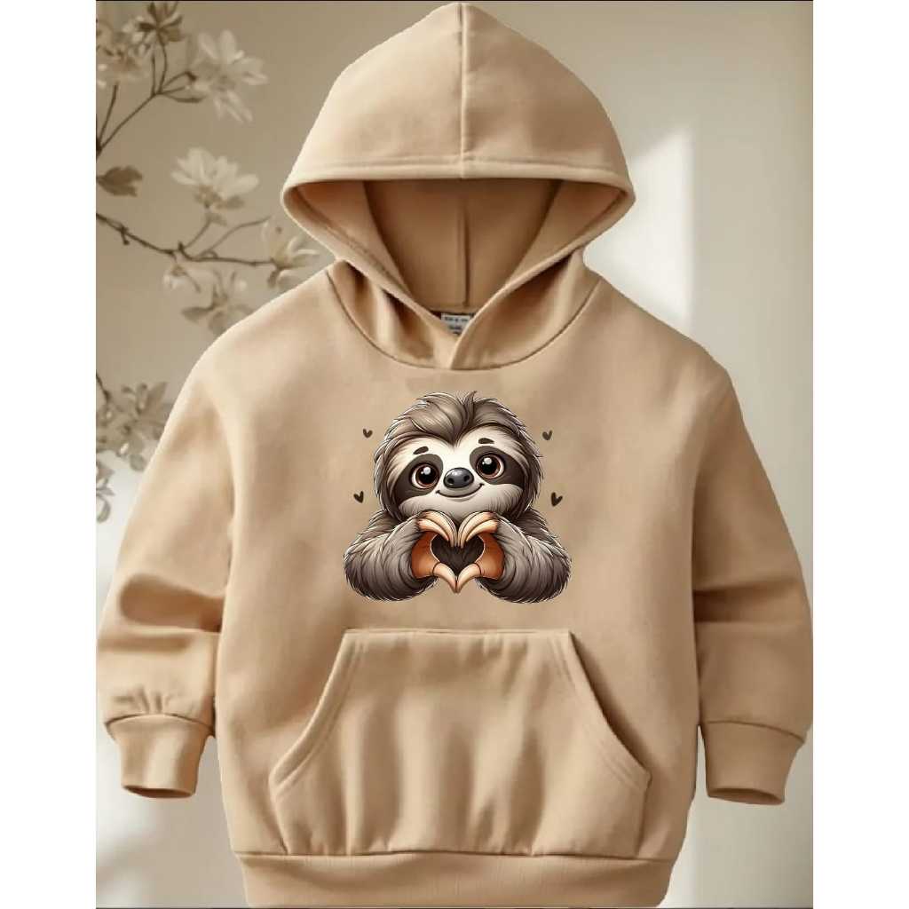 Moletom Canguru infantil Bicho Preguiça Unissex Masculino  Feminino Flanelado Capuz Blusa de Frio Promoção Lançamento