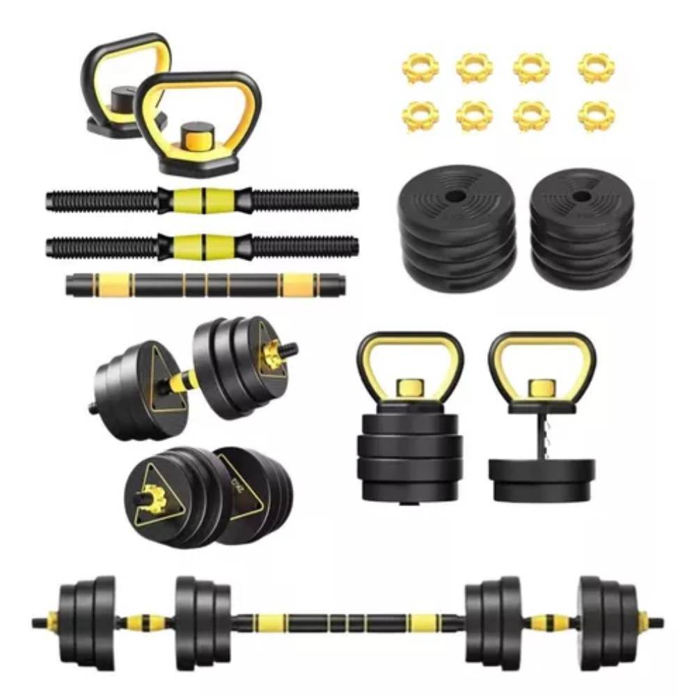 Kit Halteres Ajustável 6 em 1 Até 20kg | Barra, Kettlebell e Apoio Flexão Multifuncional