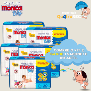 Fralda Turma da Mônica 5 Pacotes + Sabonete Pompom em Oferta na Shopee