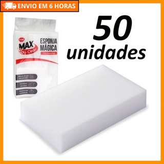 Kit 50 Esponjas Mágicas Brancas Removedoras de Manchas — Limpeza Profunda Sem Produtos Qu…