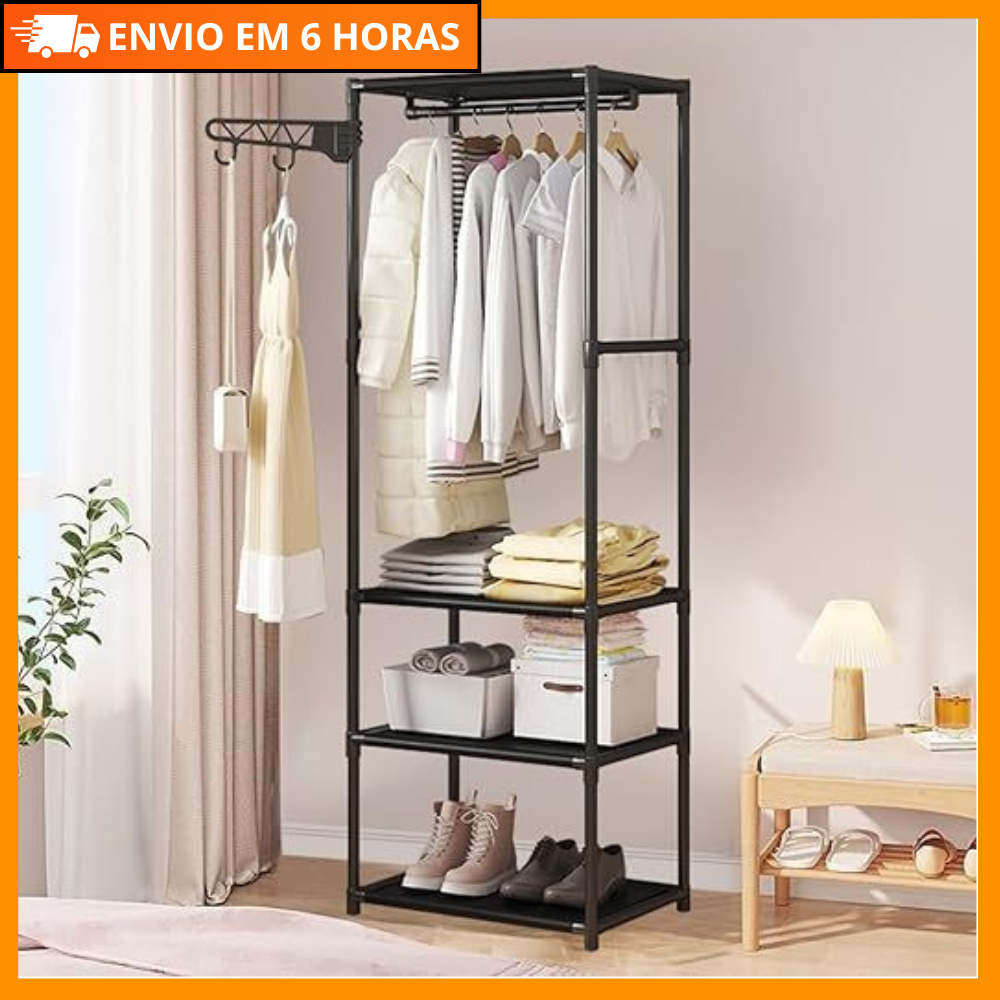 Arara Sapateira Cabideiro Organizador de Roupas Multiuso Prateleira Closet Armário Quarto