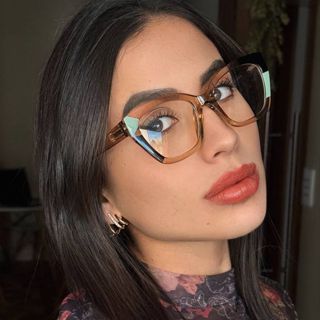 Óculos Armação Feminino Sem Grau Luz Azul Lente Transparente Gatinho  Redondo Troca de Lentes Loja x em Oferta na Shopee