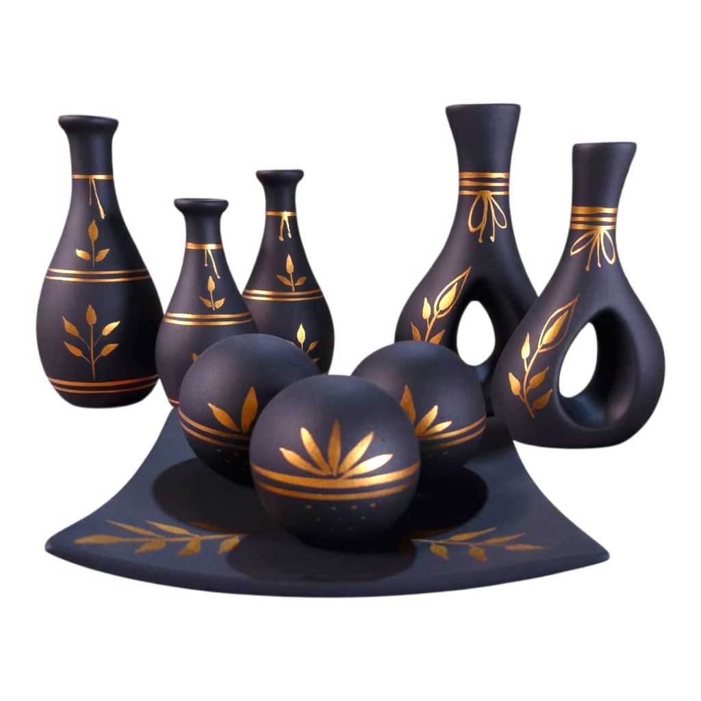 Jogo 9 Vasos Decorartivo Sala Cozinha Mesa Estante Rack Enfeite Luxo Oferta