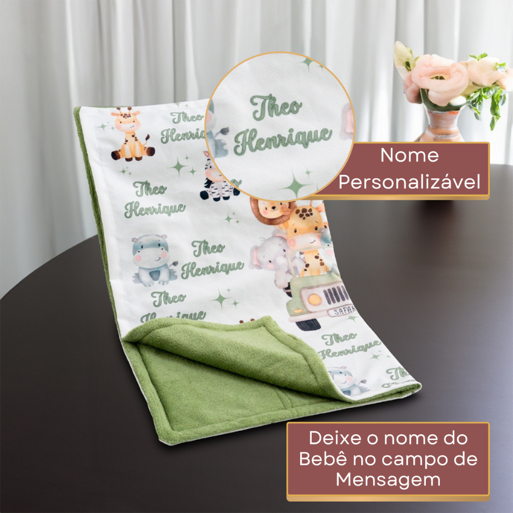 Manta de bebe personalizada com nome cobertinha 70x80cm Infantil RN Para Menina e Menino personagem Ursinho Bailarina