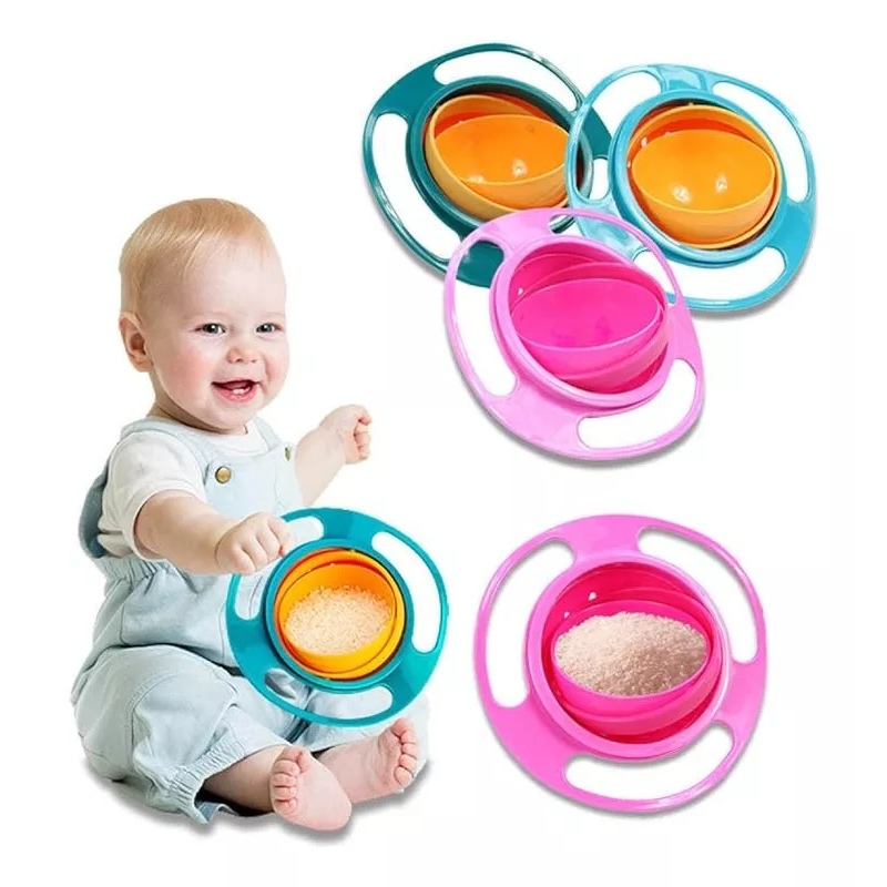 Prato Mágico Giratório 360º Tigela Potinho Anti-Derramamento para Refeições Infantis em Oferta na Shopee