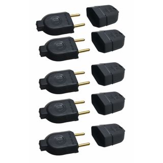 Kit 5 Plugue Pino Macho 10a 2p + 5 Tomada Fêmea 10a Preto PlugPlus