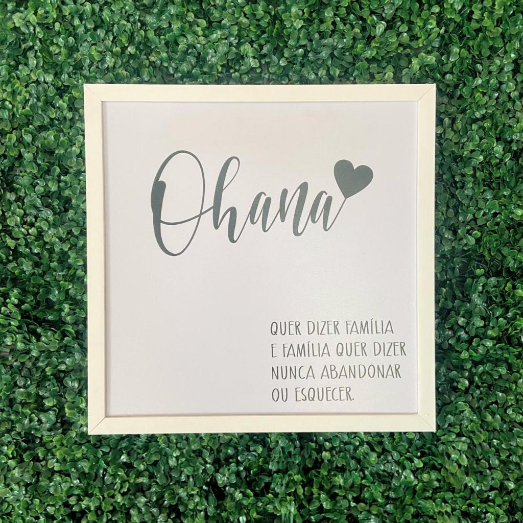 Quadro cobre caixa de luz com moldura 43x43 Ohana quer dizer familia... para sala/ quarto/decoração