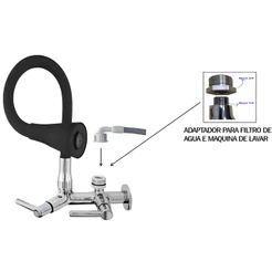 Torneira Com Adaptador Para Filtro De Agua e Maquina De Lavar, Torneira Duplo Jato Cone Flexivel