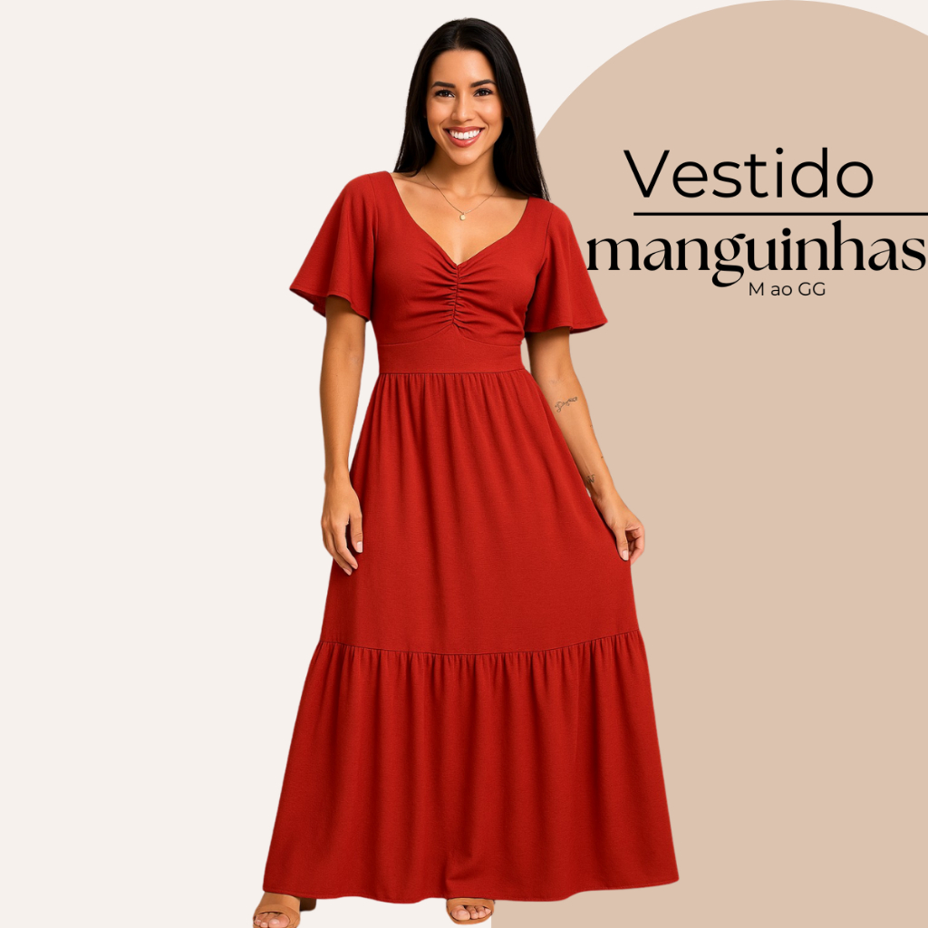Vestido Longo Feminino De Manguinhas Multiuso De Luxo Festa Evangelico Moda Modesta