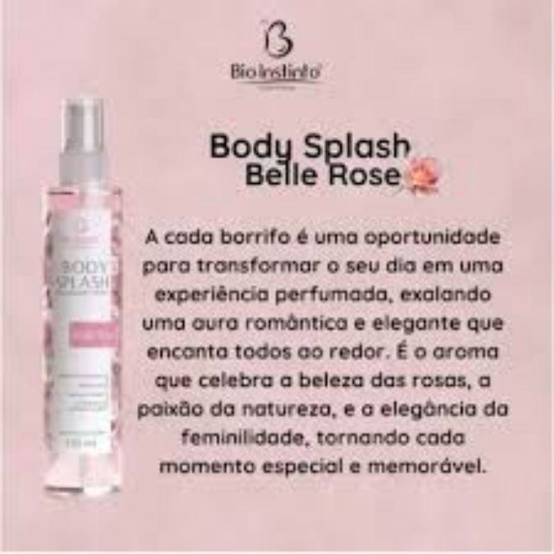 Body Splash Perfume Corporal 130ml - Bio Instinto - Ameixa, Belle Rose, Vanilla e Morango com champagne
