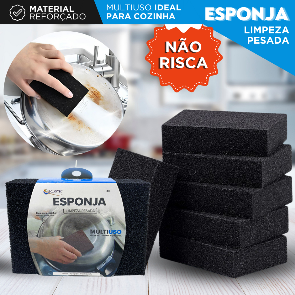 Kit Esponja Magica Bucha Melamina Tira Manchas, Ferrugem, Gordura e Sujeira Pesada Sem Esforço -NYBC