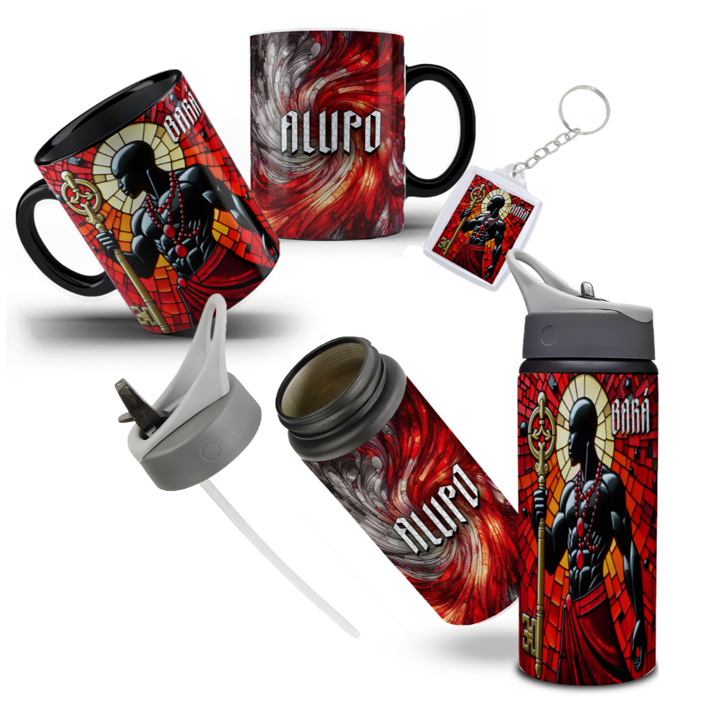 Kit Orixás Bará com Caneca Garrafa e Chaveiro | 2