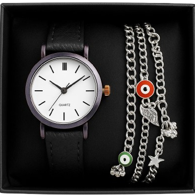 Conjunto Relógio Feminino Kit Colar Brinco Pulseira Anel Relogio Femenino Bijuterias Femininas