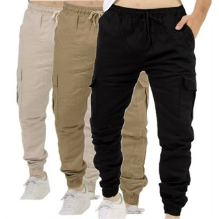 YLF MODAS kit3 Calça Cargo Jogger masculina Com  6 bolsos