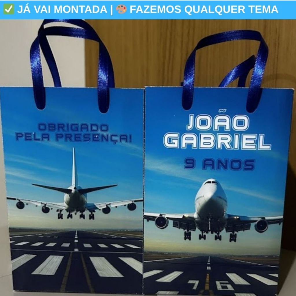 Sacolinha Surpresa Personalizada Avião Festa Infantil | Lembrancinha Aniversário Criança Temas