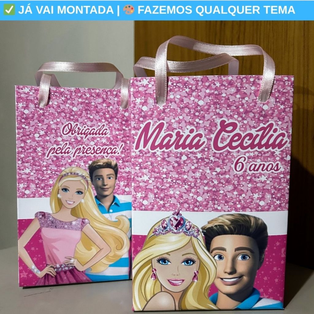 Sacolinha Surpresa Personalizada Barbie e Ken Festa Infantil | Lembrancinha Aniversário Criança Tema