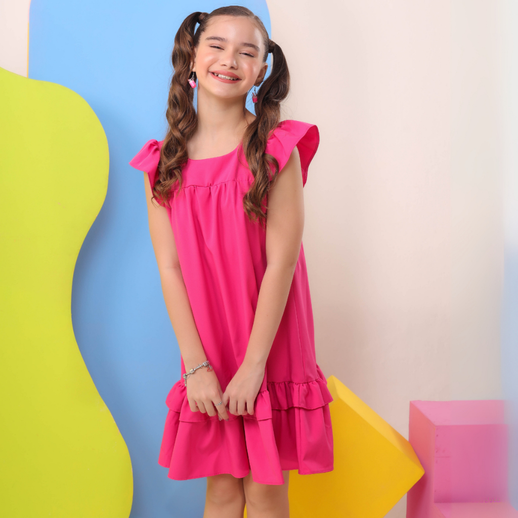 Vestido Infantil e Juvenil Lara PINK Liso Menina Modinha