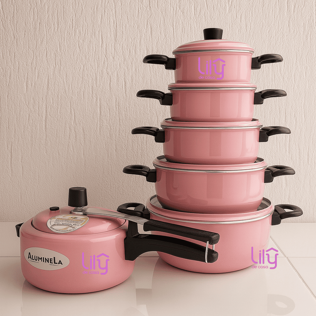 Jogo com 5 panelas em alumínio + Panela de Pressão 2,5 Litros. em Oferta na Shopee