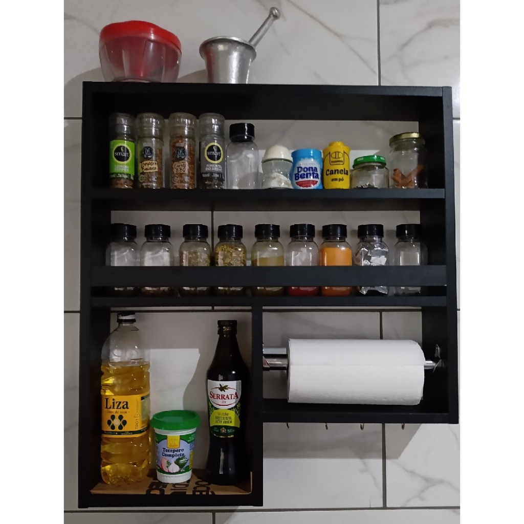 Nicho Porta Tempero com Gancho Para Cozinha Prateleira(13) em Oferta na Shopee