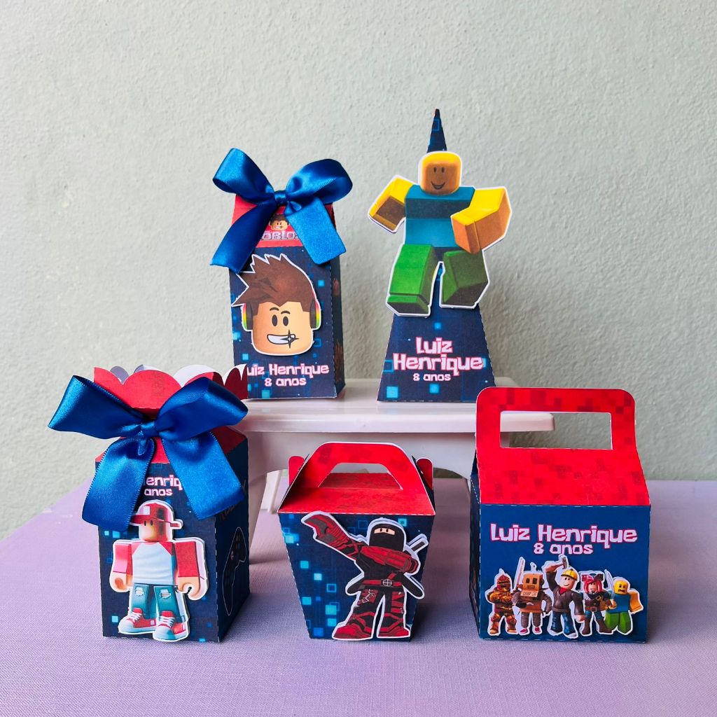 Kit Festa - Lembrancinhas Personalizadas Roblox - Caixinha Personalizada - Papelaria Personalizada