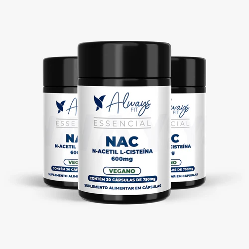 N-Acetil L-Cisteína NAC - 600mg - Precursor da Glutationa - 30 Cápsulas - 3 Unidades