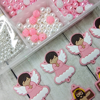 Terço para montagem de 4 terços católico Infantil Menina Rosa + caixa ou saco de organza rosário em Oferta na Shopee