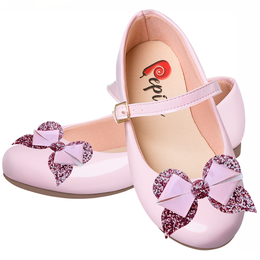 Sapatilha Feminina Infantil Boneca Vermelha Social Festa Sapato Antiderrapante Lacinho Glitter