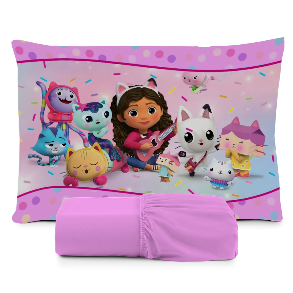 JOGO DE LENÇOL SOLTEIRO INFANTIL A CASA MAGICA DA GABBY MENINA LENÇOL DE ELASTICO em Oferta na Shopee