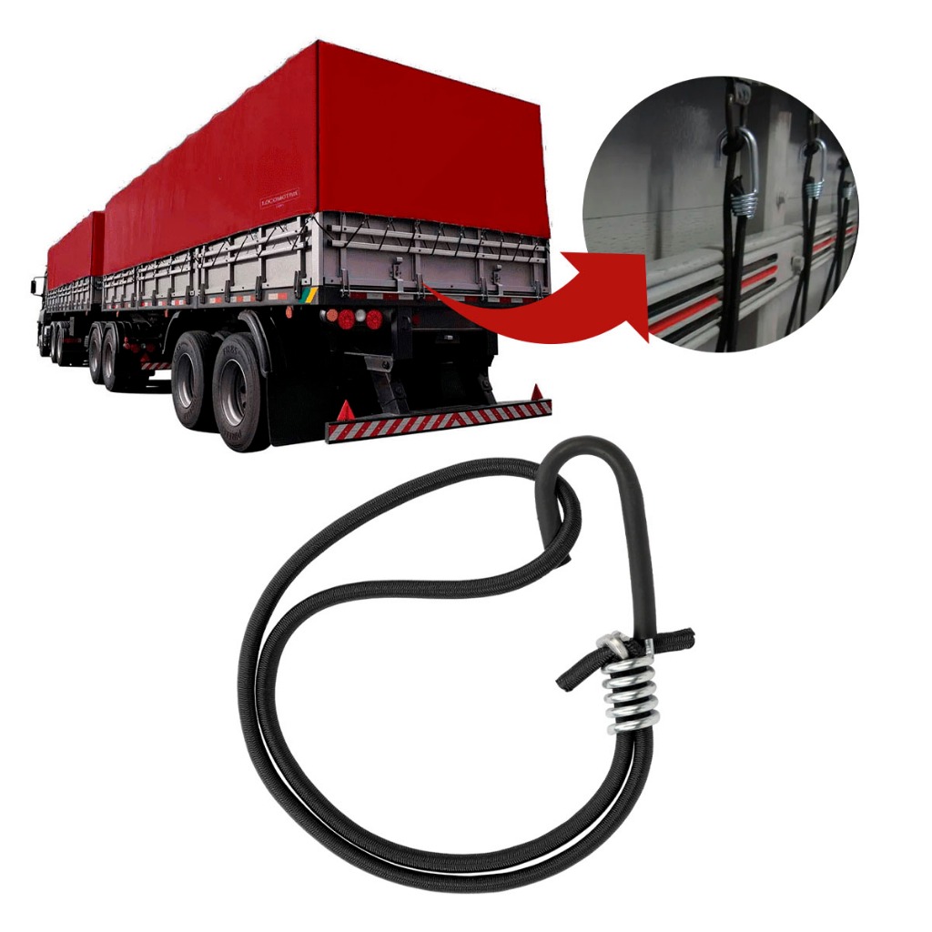 Kit 10 20 30 40 50 Unidades Extensor Elástico 30cm Preto Lona Caminhão Vinilona Segurar Carga Forte em Oferta na Shopee
