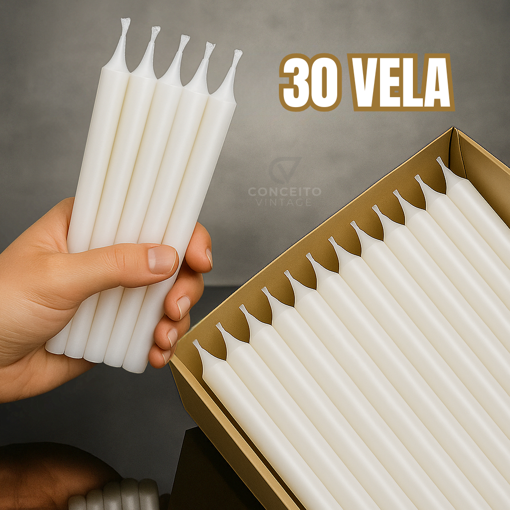 Caixa Vela Palito Branca 30 Unidade De 13,5cm Vela Atacado