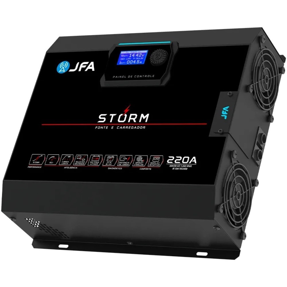 Fonte Carregador Automotivo JFA Storm 220a Bivolt Voltimetro e Amperimetro Carregamento Inteligente em Oferta na Shopee