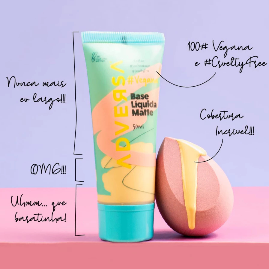 Base Líquida Matte Oil Free Vegana Adversa 25g